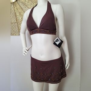 LYCRA bathing suit skirt bottom halter top